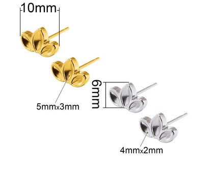 Pendientes de leche materna Lotus acero inoxidable - chapado en oro - plateado