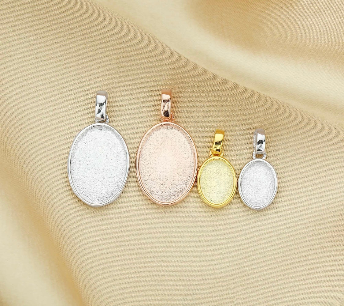 Pendentif ovale - plaqué or - plaqué rose - argent