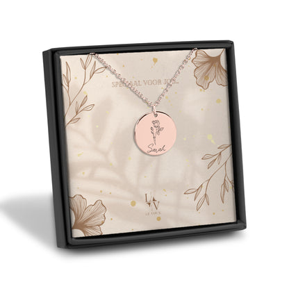 Fleur de naissance avec ou sans nom collier personnalisé bijoux de naissance-argent-rose-or