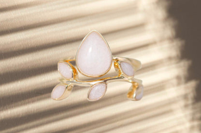 De leaf ring -  gold plated, rosé plated, zilver