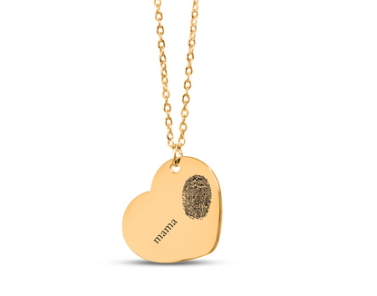 Colar de impressão digital com joias personalizadas de coração com nome ou data - prata - rosa - ouro