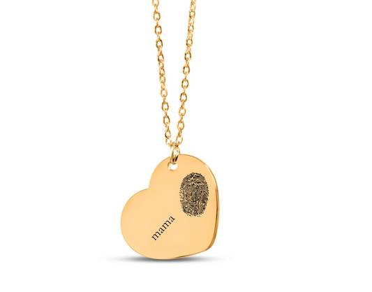 Collier empreinte digitale avec nom ou date coeur bijoux personnalisés-argent-rose-or