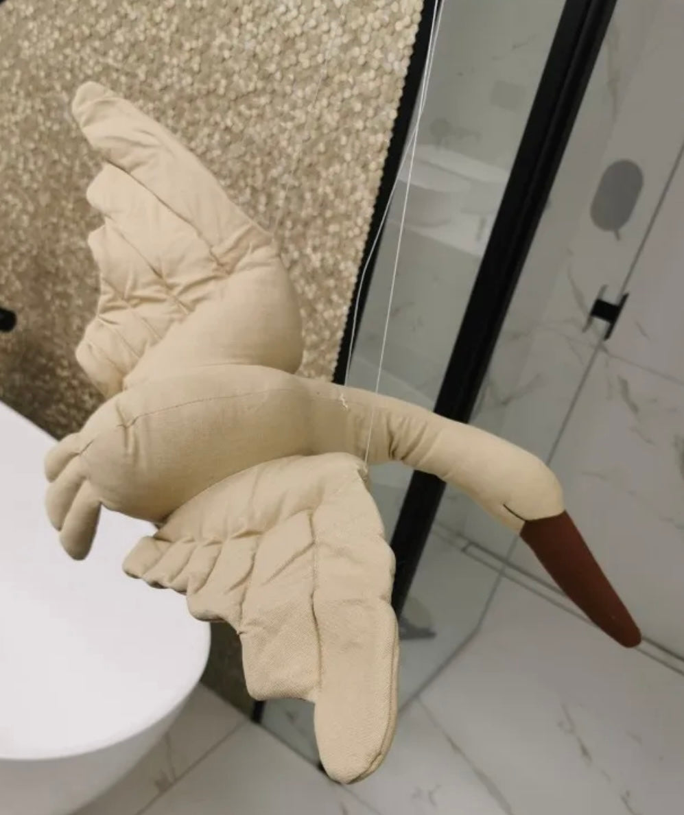 Lindo cisne para pendurar, feito de tecido maileg, estilo escandinavo