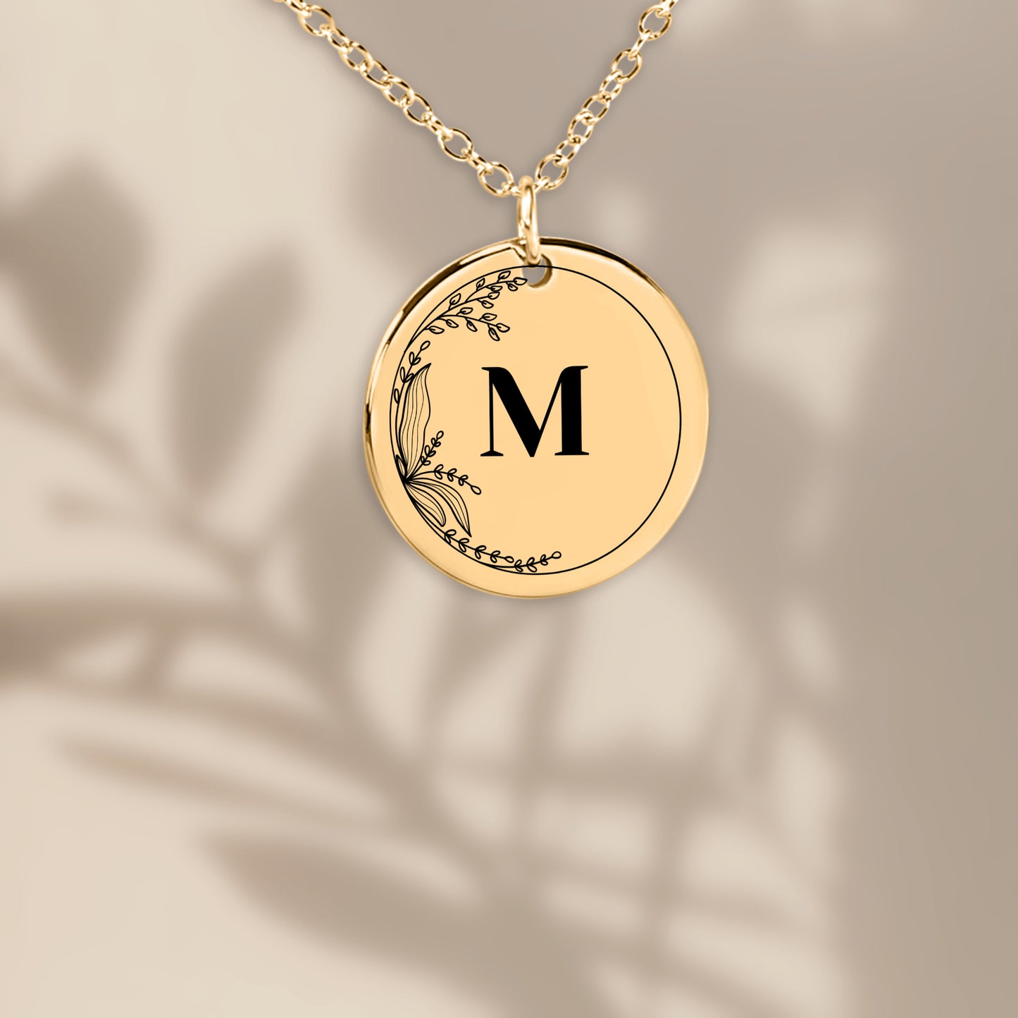 Colar com letras iniciais gravada joia personalizada flor - prata - ouro rosa - ouro