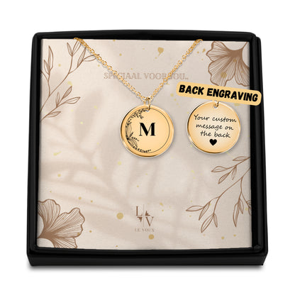 Colar com letras iniciais gravada joia personalizada flor - prata - ouro rosa - ouro