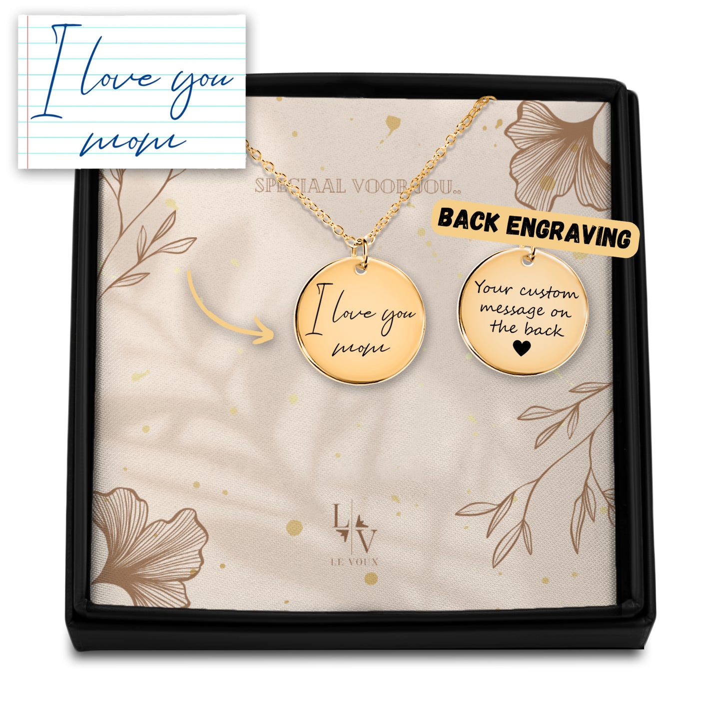 Envie seu texto escrito ou desenho para este colar de moedas personalizado - prata - ouro rosa - ouro