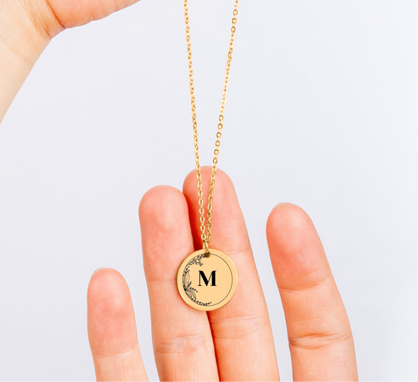Colar com letras iniciais gravada joia personalizada flor - prata - ouro rosa - ouro