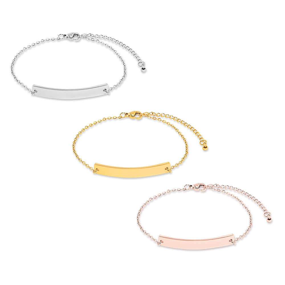 Mon bracelet de barre de nom d'ami moelleux avec votre propre impression ! -argent-or rose-or
