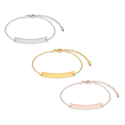 Mon bracelet de barre de nom d'ami moelleux avec votre propre impression ! -argent-or rose-or