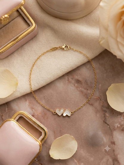 Moedermelk armband Noé twin rond of hartje (14 karaat) goud