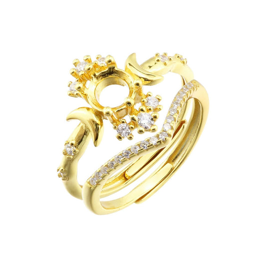 Bague double yasmin - argent - plaqué or - plaqué rose