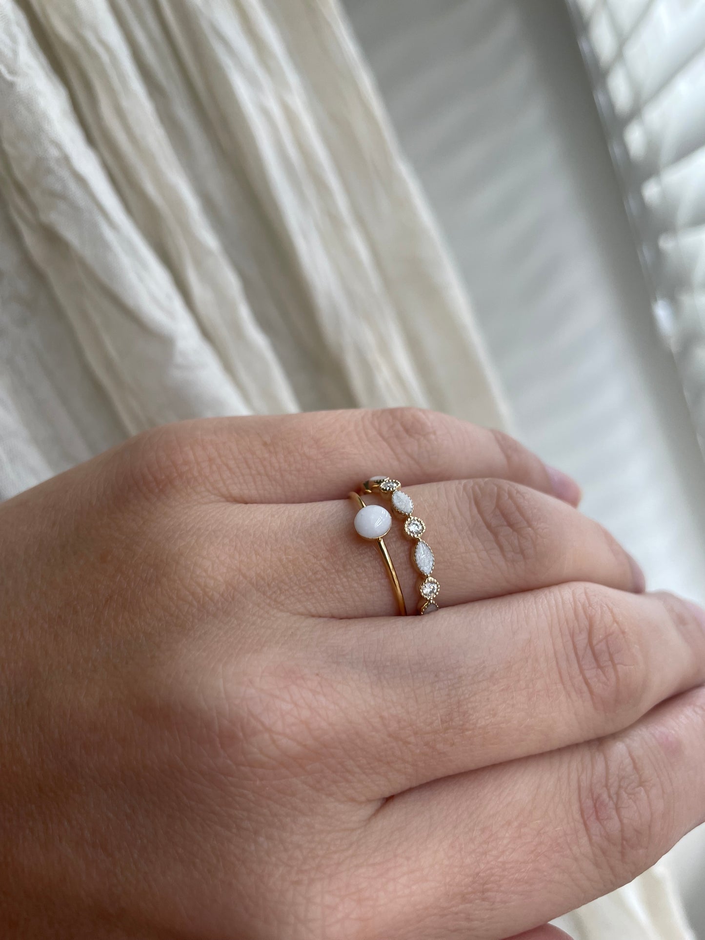 Bague lait maternel Céline, plaqué argent, or &amp; rose (existe également sans dentelures)