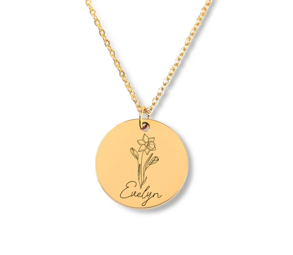 geboorte bloem birthflower ketting sieraad met naam cadeau voor een moeder