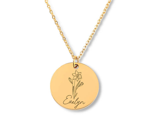 geboorte bloem birthflower ketting sieraad met naam cadeau voor een moeder