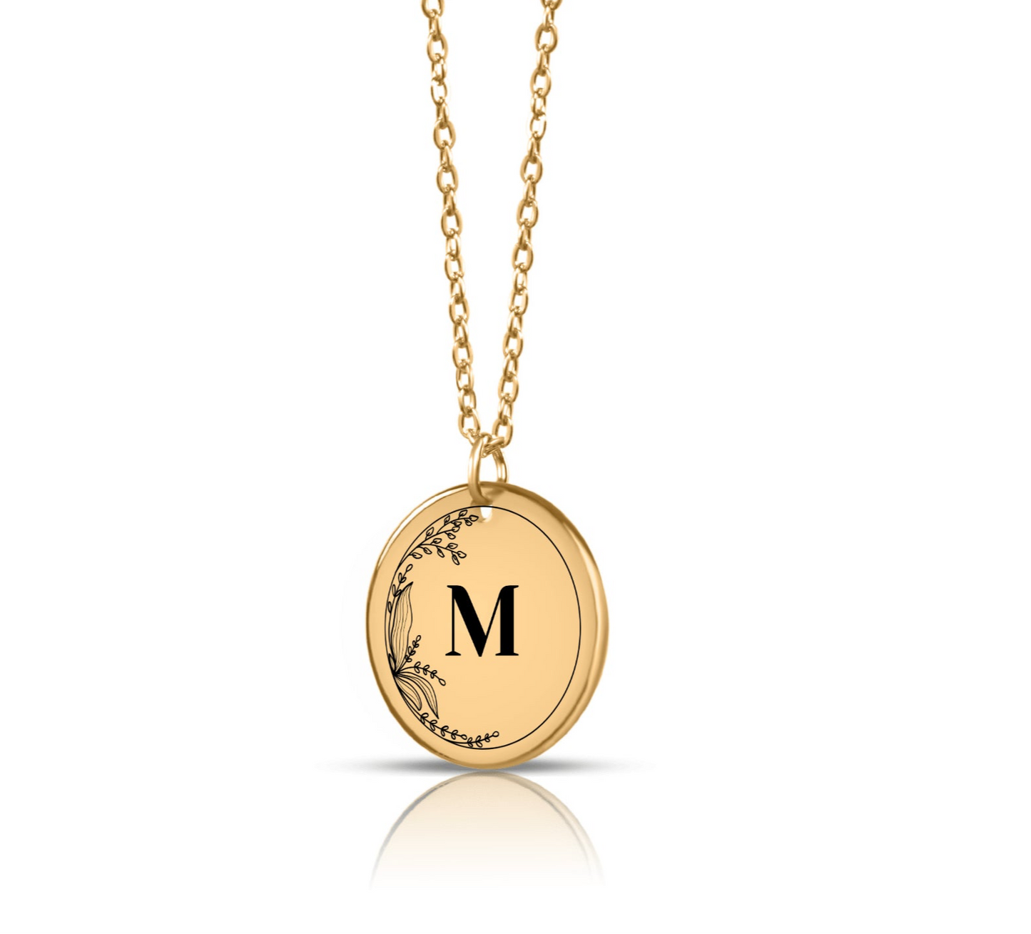 Colar com letras iniciais gravada joia personalizada flor - prata - ouro rosa - ouro