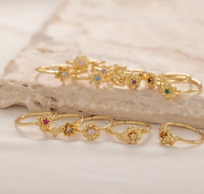 Anello fiore nascita oro