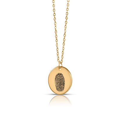 Gravura de impressão digital em colar de moeda - prata - ouro rosa - ouro