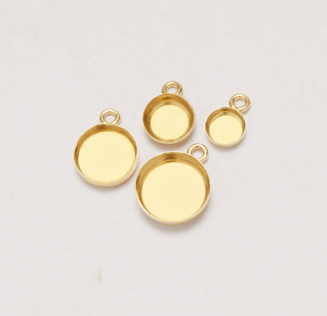 Muttermilch-Schmuckanhänger rund, 14 Karat Gold gefüllt, klassisch