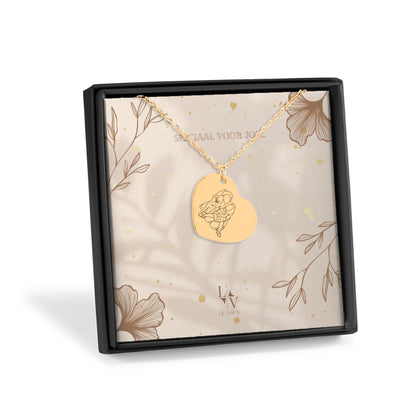 collier photo Dessin au trait dessin au trait gravure coeur-argent-or rose-or