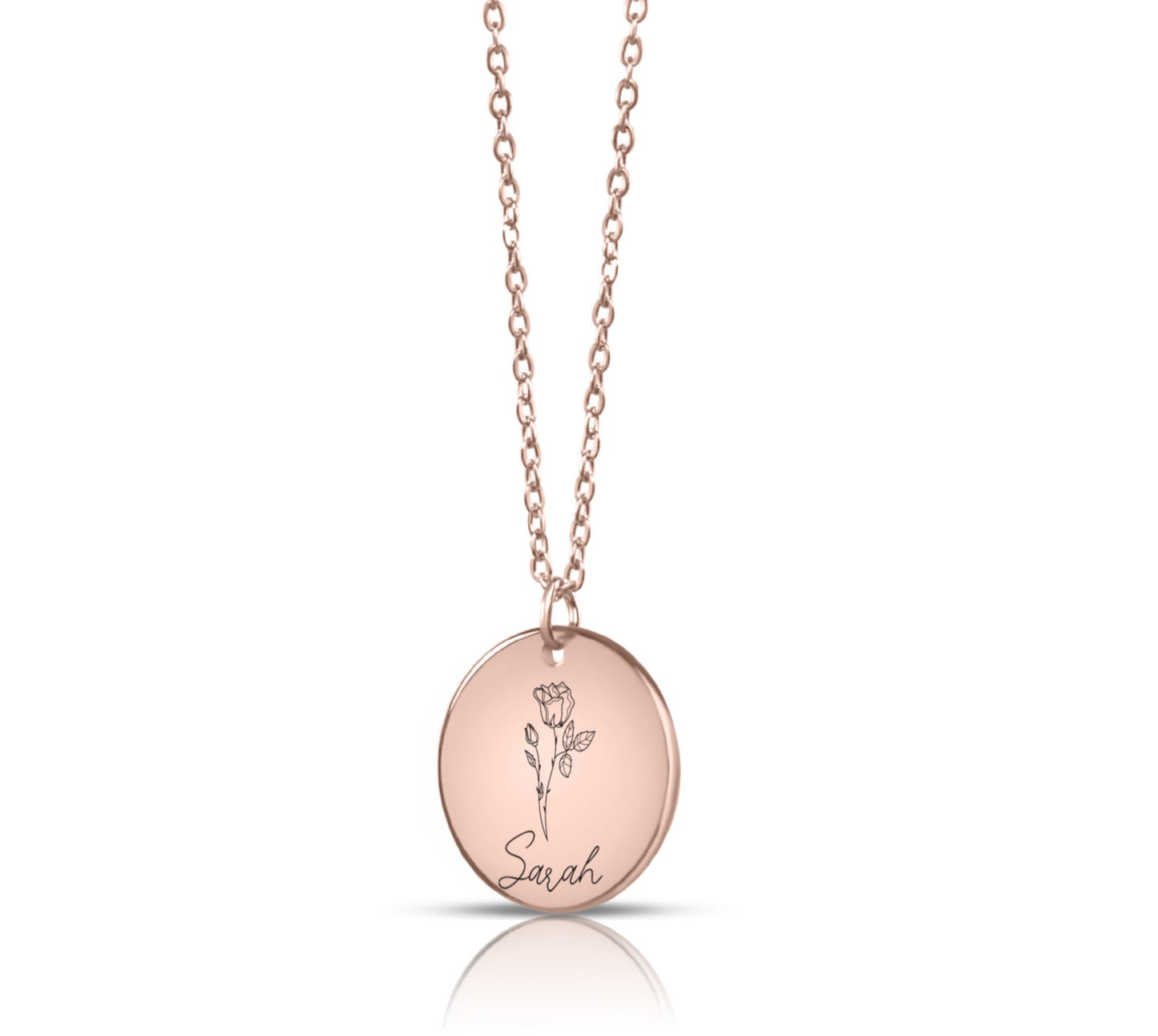 Fleur de naissance avec ou sans nom collier personnalisé bijoux de naissance-argent-rose-or