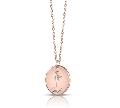 Fleur de naissance avec ou sans nom collier personnalisé bijoux de naissance-argent-rose-or