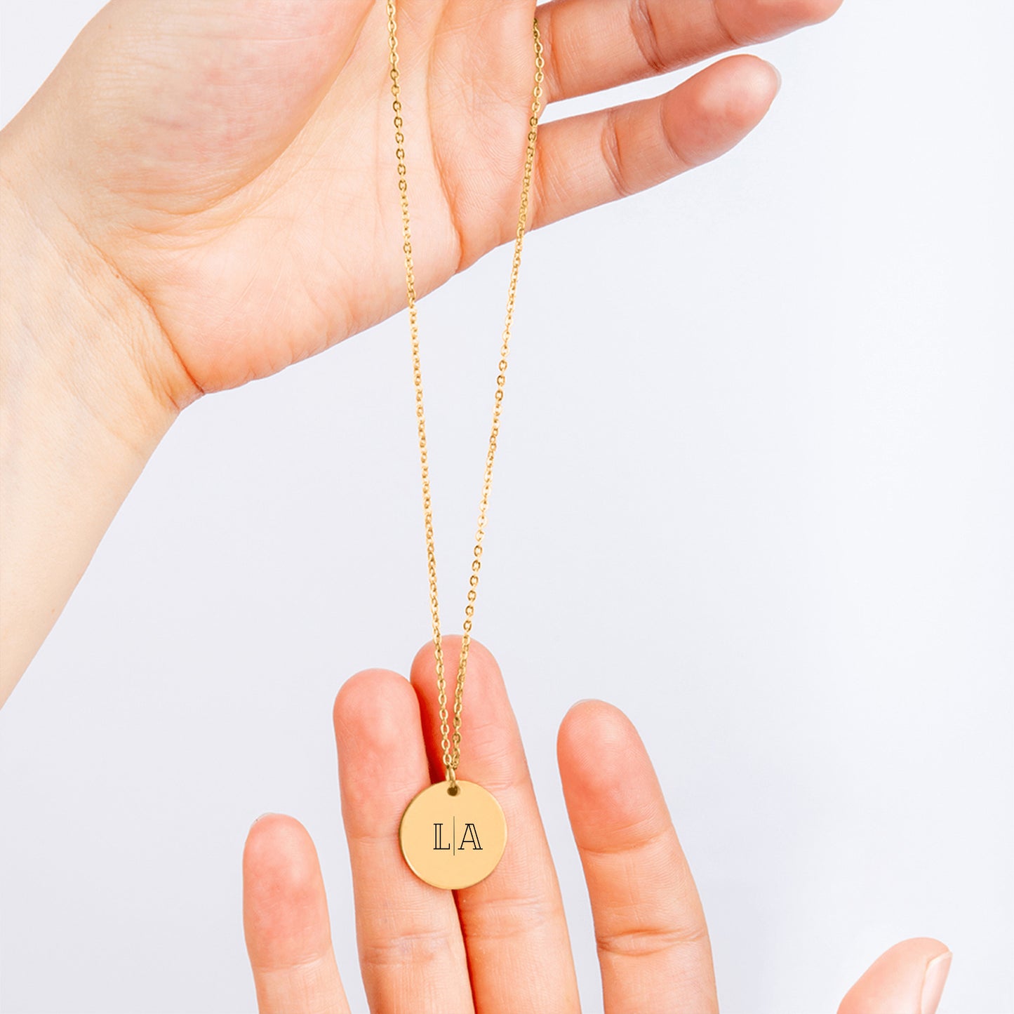 collier lettre initiales gravure-argent-or rose-or