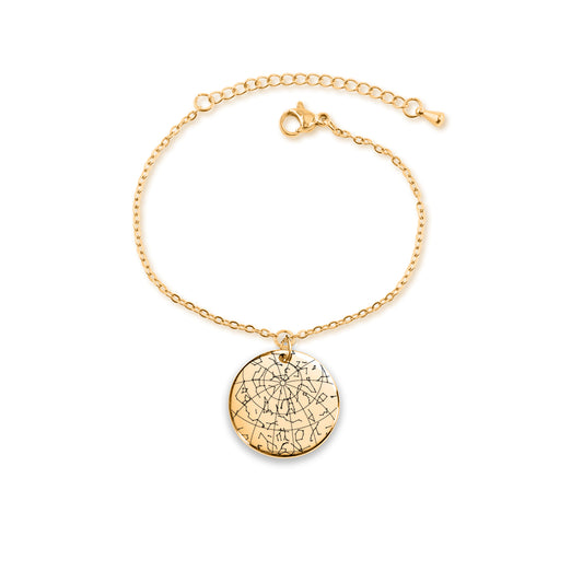 Ornamento de gráfico estelar de data com gráfico de texto - prata - ouro - ouro rosa