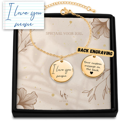 Envie seu texto escrito ou desenho para esta pulseira de moeda - prata - ouro rosa - ouro