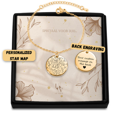 Ornamento de gráfico estelar de data com gráfico de texto - prata - ouro - ouro rosa