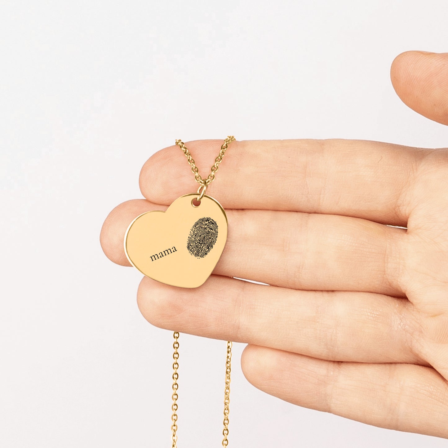 Colar de impressão digital com joias personalizadas de coração com nome ou data - prata - rosa - ouro