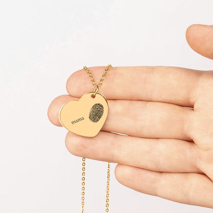 Colar de impressão digital com joias personalizadas de coração com nome ou data - prata - rosa - ouro