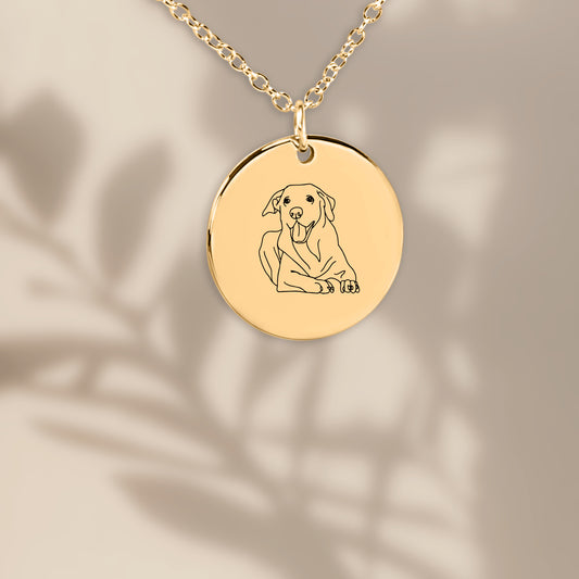 Foto colar desenho de linha arte gravura moeda - prata - ouro rosa - ouro