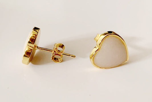 Boucles d'oreilles coeur lait maternel - argent, plaqué or &amp; plaqué rose