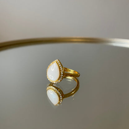 La bague pierre larme - argent, plaqué or, plaqué rose