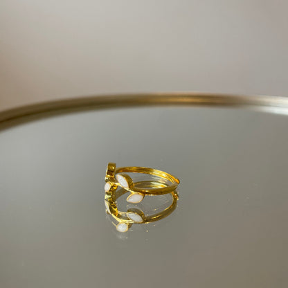 De leaf ring -  gold plated, rosé plated, zilver